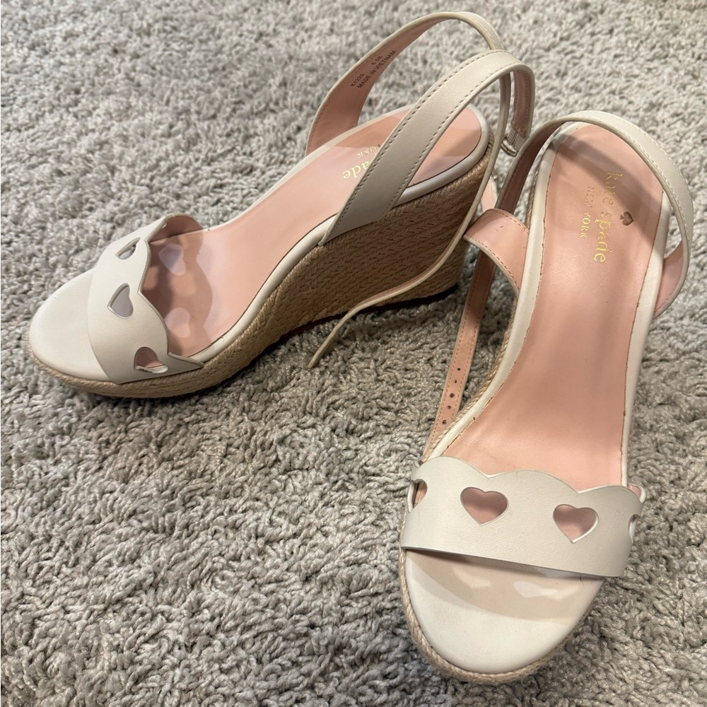 Kate Spade Cream Wedge Shoes with Suede Finish